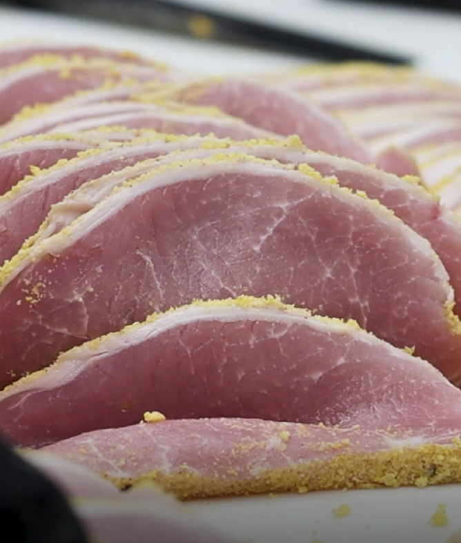 Linton Pasture peameal bacon, sliced