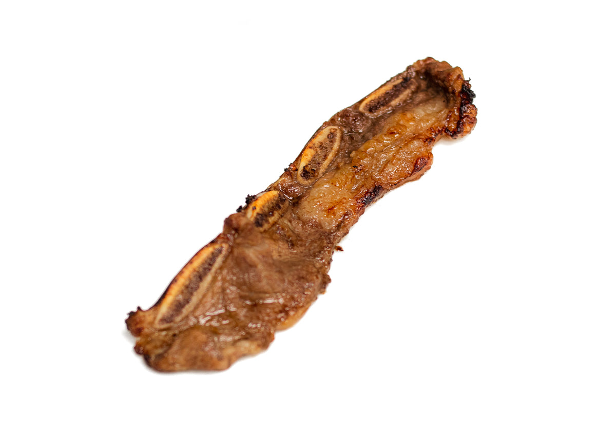 Korean BBQ flanken-cut beef short ribs, grilled