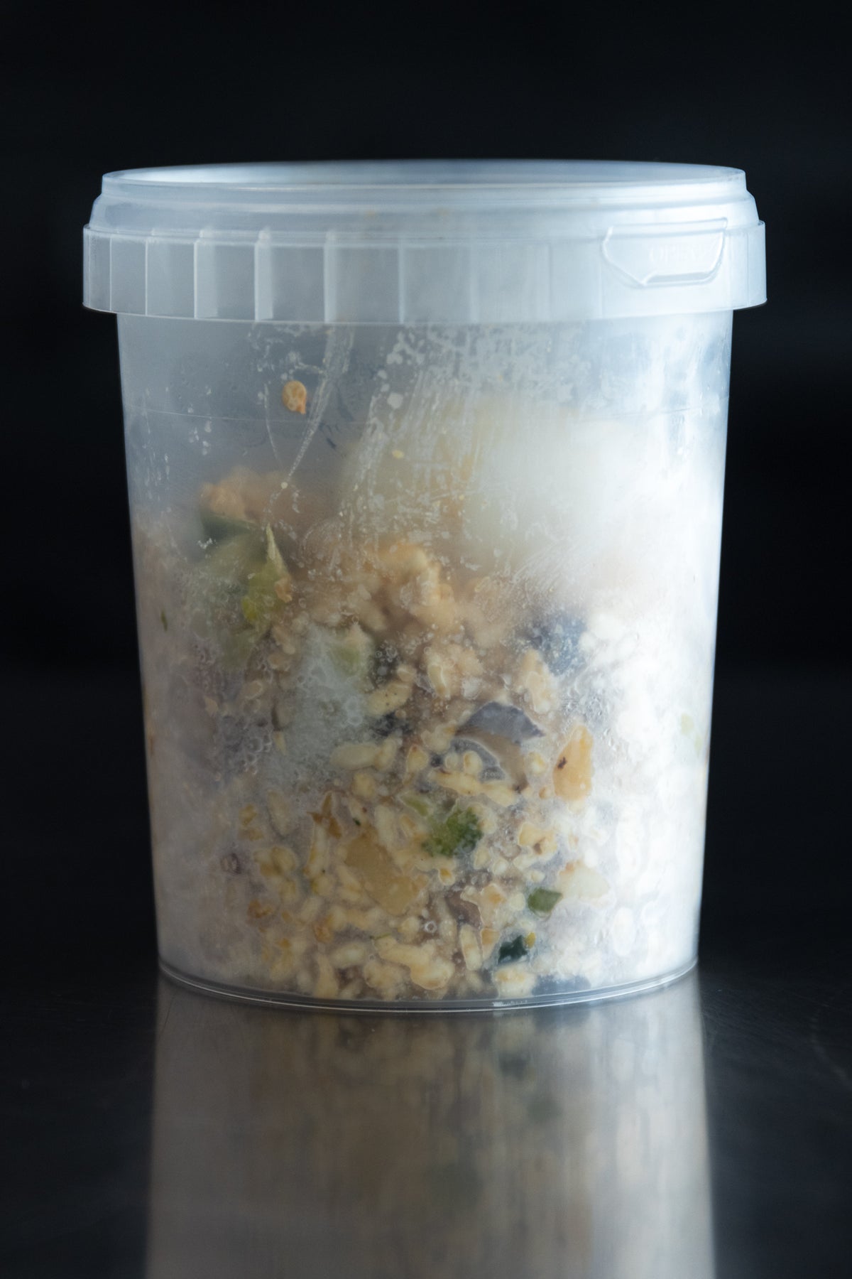 Pork belly egg fried rice, tub