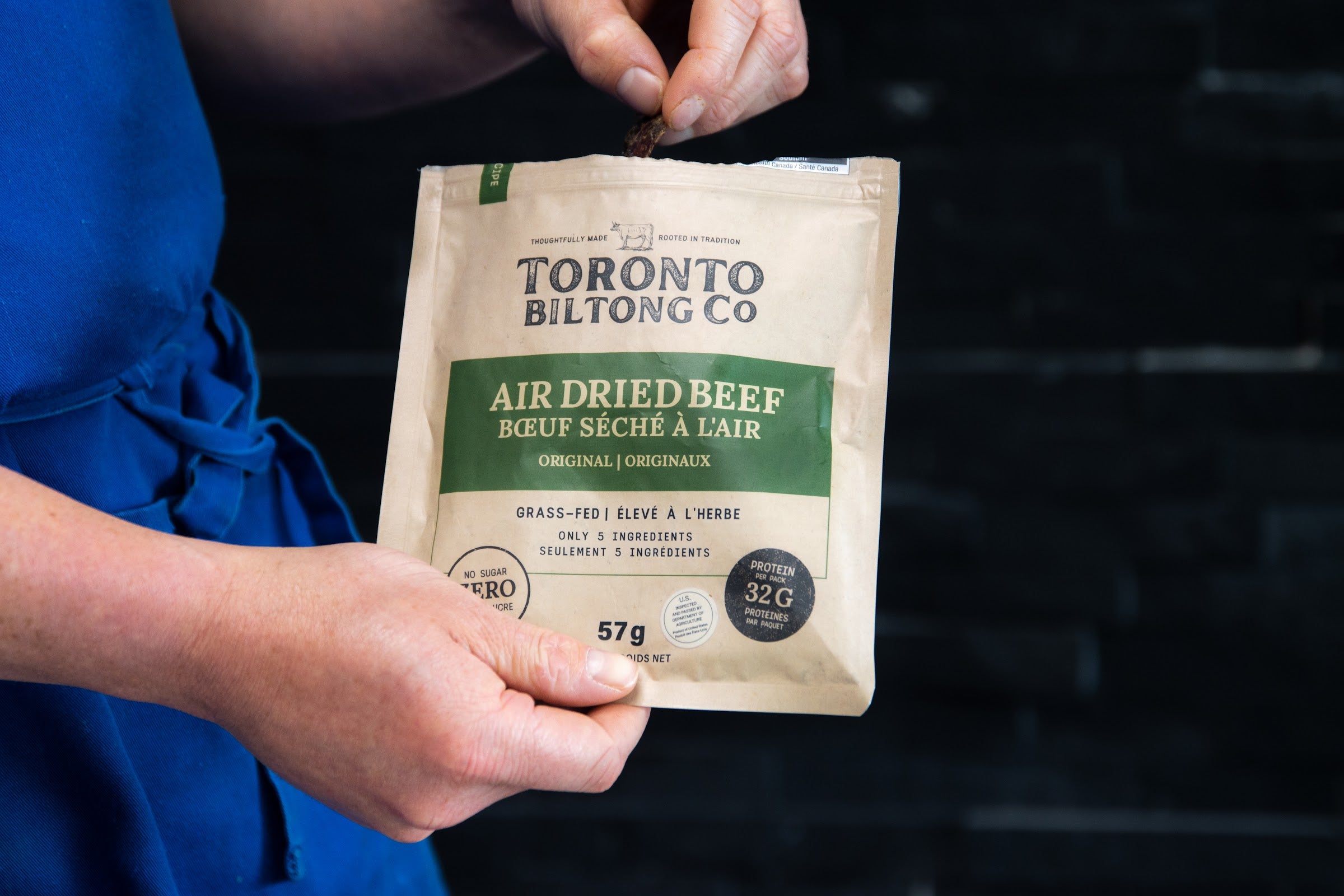 Toronto Biltong Co. air dried beef, open bag