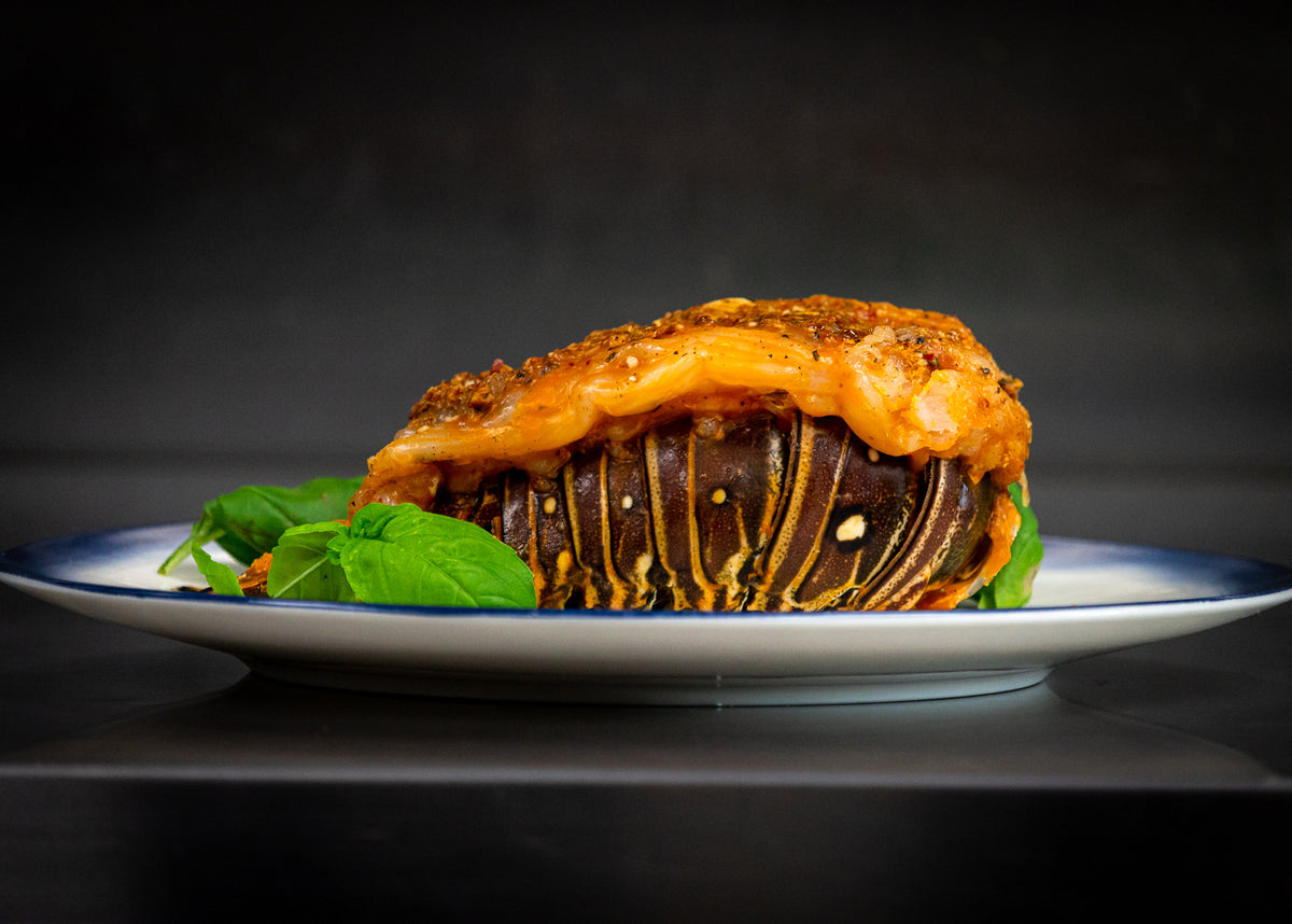 Wild Canadian lobster tail, cooked and plated