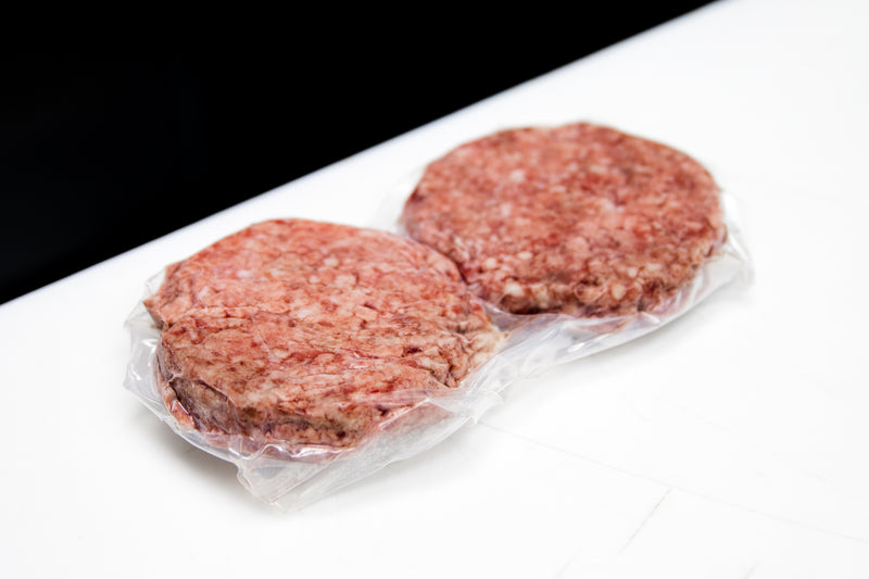HQ's 50/50 Wagyu and Prime beef burger patties, packaged