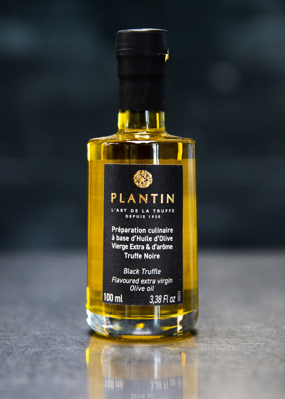 Plantin black truffle olive oil bottle