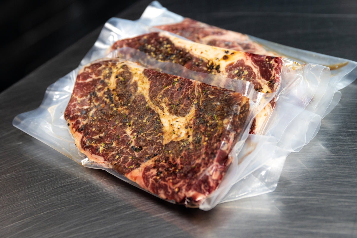 Assorted Marinated Prime Steaks, vacuum packed